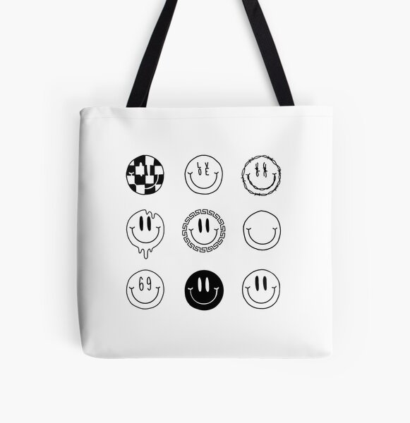 Melting Smiley Face Tote Bag, Keep on Smiling, Retro '90's Y2K Smiley Face  Everyday Tote Bag, Trippy Dripping Happy Face Reusable shopping