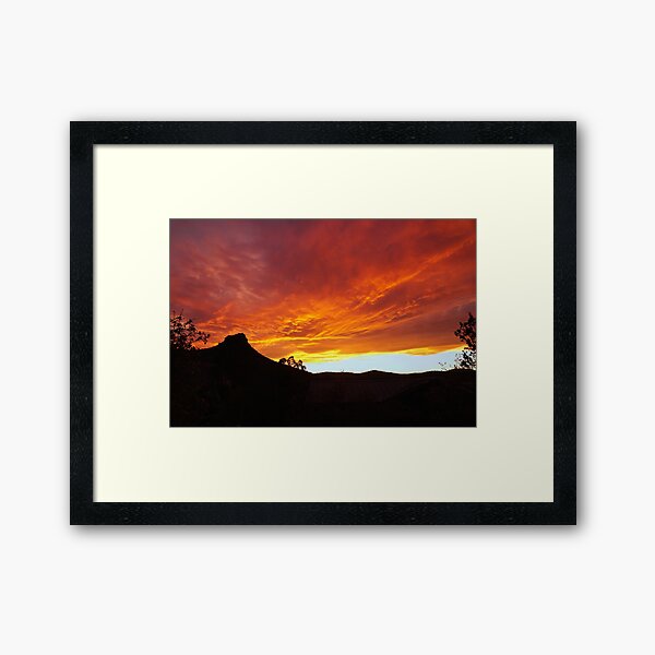 Fiery Sky Over Thumb Butte Framed Art Print