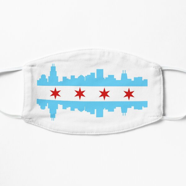 Chicago City flag face Mask - Chicago Illinois Skyline face Mask Flat Mask