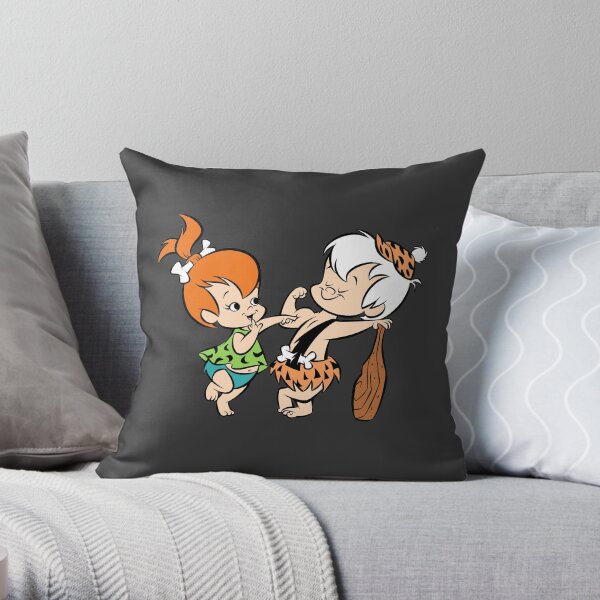 Pebbles and Bam Bam Muscles Throw Pillow