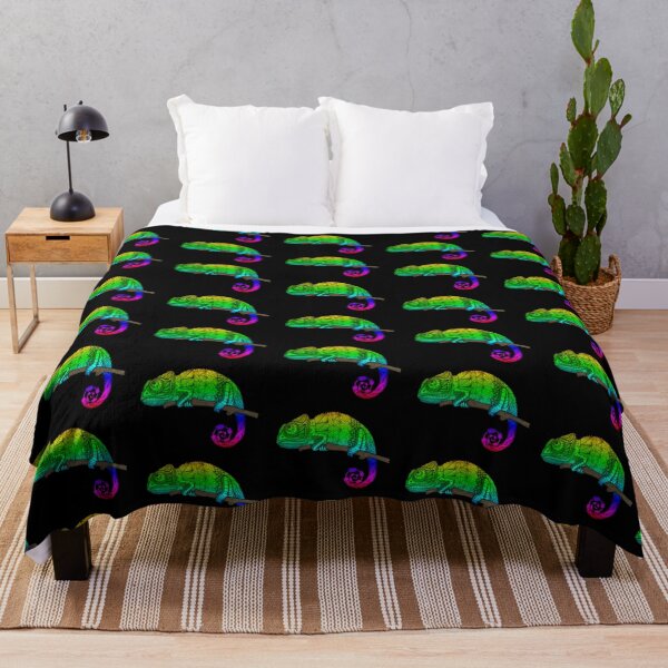 Rainbow Chameleon Throw Blanket