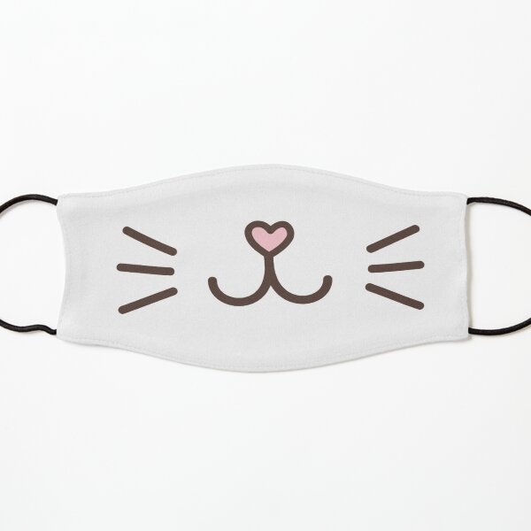 Cute Cat Face with Pink Heart Nose Kids Mask