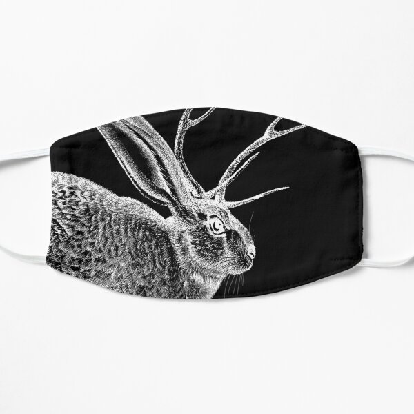 Jackalope in black Flat Mask