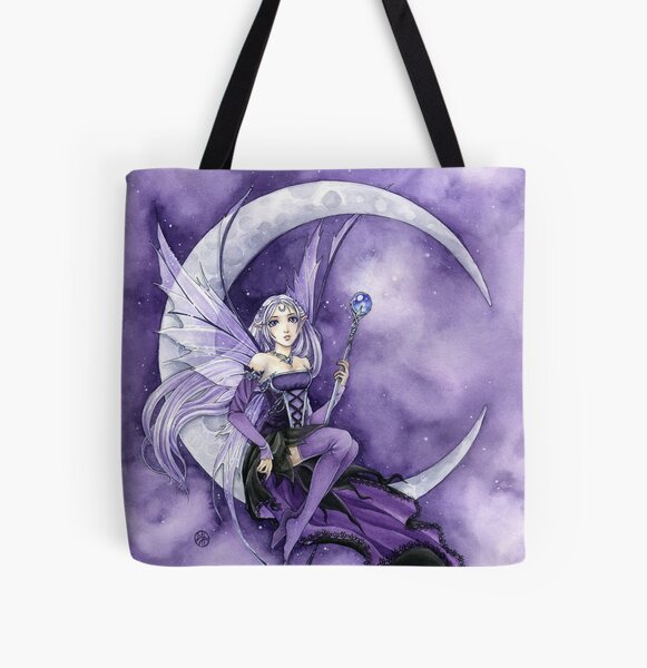 Purple Moon Gothic Anime Fairy All Over Print Tote Bag
