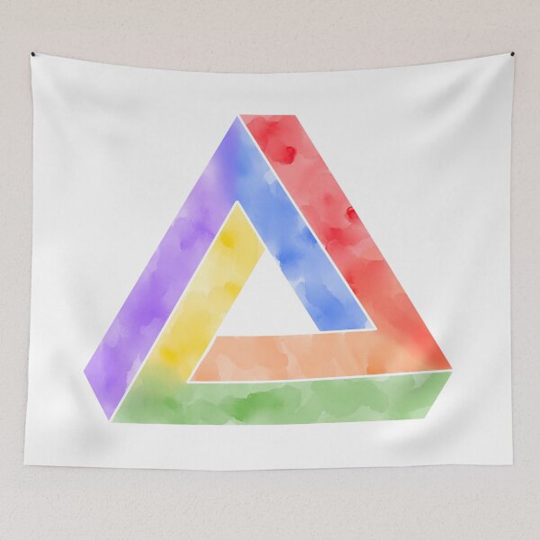 Item preview, Penrose Triangle Watercolor Rainbow Illusion designed and sold by NYXFN.