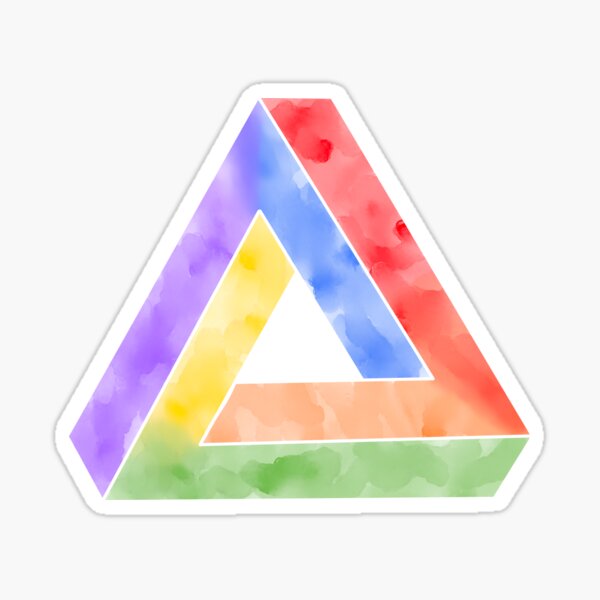 Item preview, Penrose Triangle Watercolor Rainbow Illusion designed and sold by NYXFN.