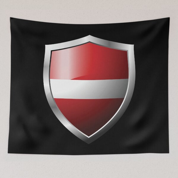 Item preview, Strong Latvia Flag Shield Country designed and sold by HelloFromAja.
