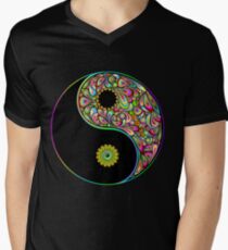 Yin Yang Symbol Psychedelic Art Design Men's V-Neck T-Shirt