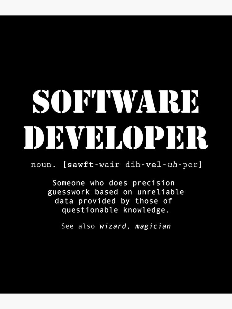 Disover Funny Software Developer Dictionary Definition Premium Matte Vertical Poster