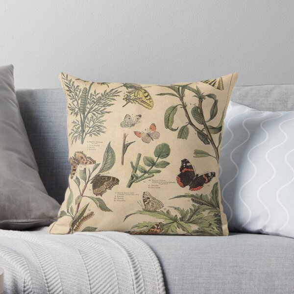 vintage butterfly print Throw Pillow