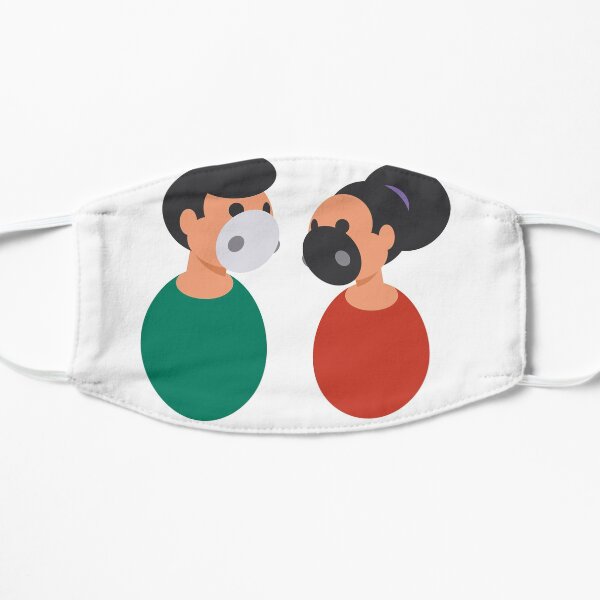 Man and woman with face masks Flat Mask