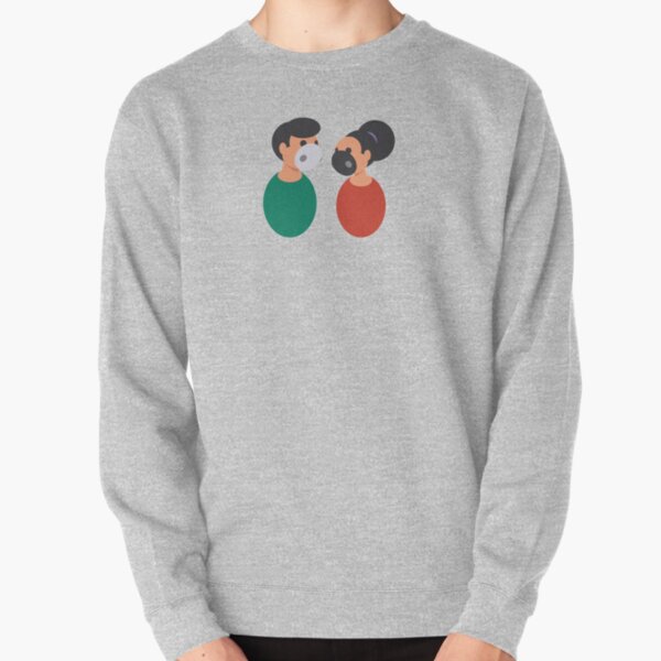 Man and woman with face masks Pullover Sweatshirt