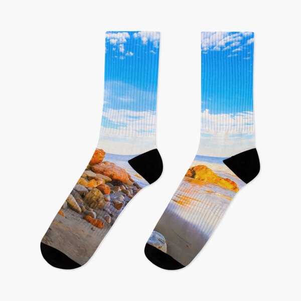 Item preview, sandy beach with blue cloudy sky in summer designed and sold by Mrvell.