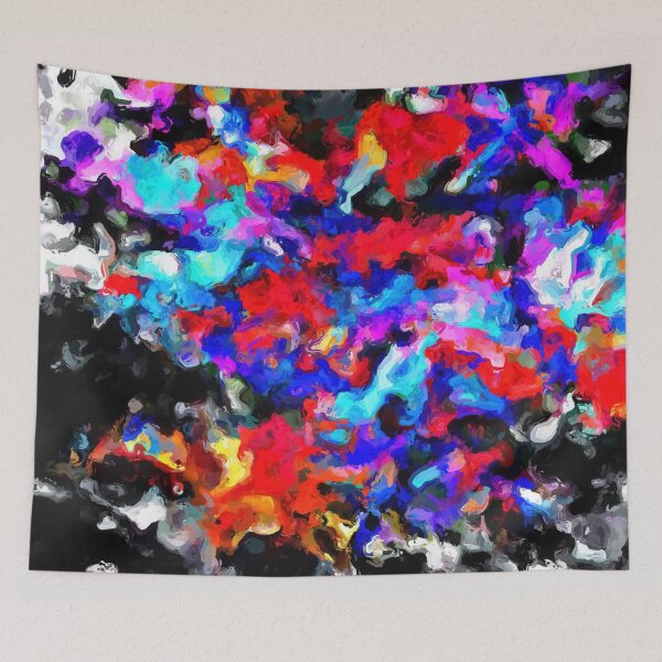 Item preview, psychedelic splash painting abstract texture blue red pink black designed and sold by Mrvell.