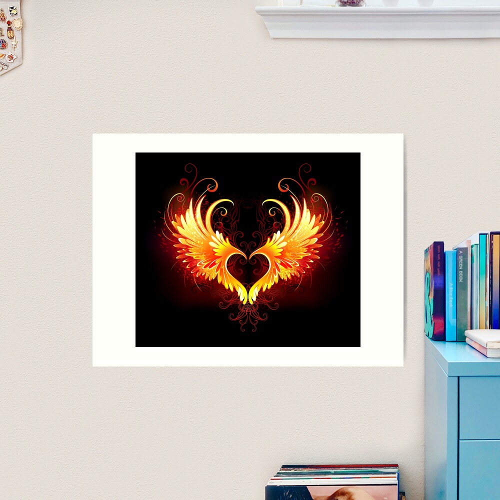 Angel Fire Heart with Wings