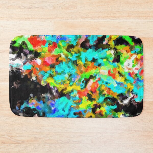 Item preview, psychedelic splash painting abstract texture in blue orange yellow green black designed and sold by Mrvell.