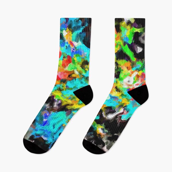 Item preview, psychedelic splash painting abstract texture in blue orange yellow green black designed and sold by Mrvell.
