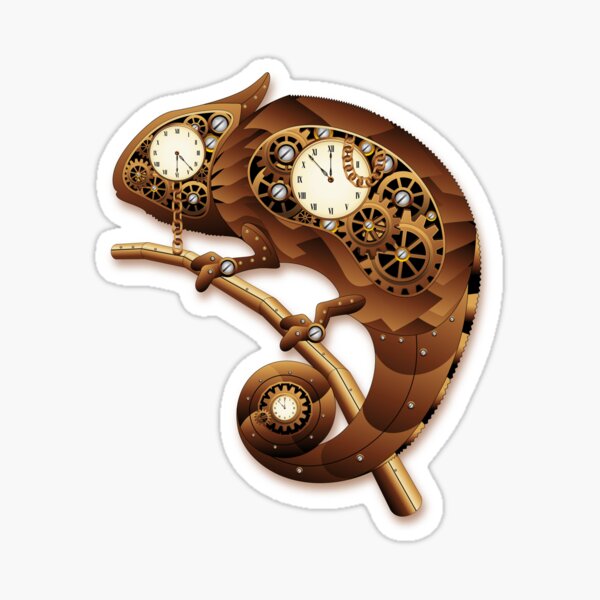 Steampunk Chameleon Vintage Style Sticker