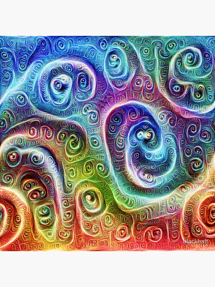 Thumbnail 3 of 3, Sticker, DeepDream Tomato Steelblue 5x5K v9 designed and sold by blackhalt.