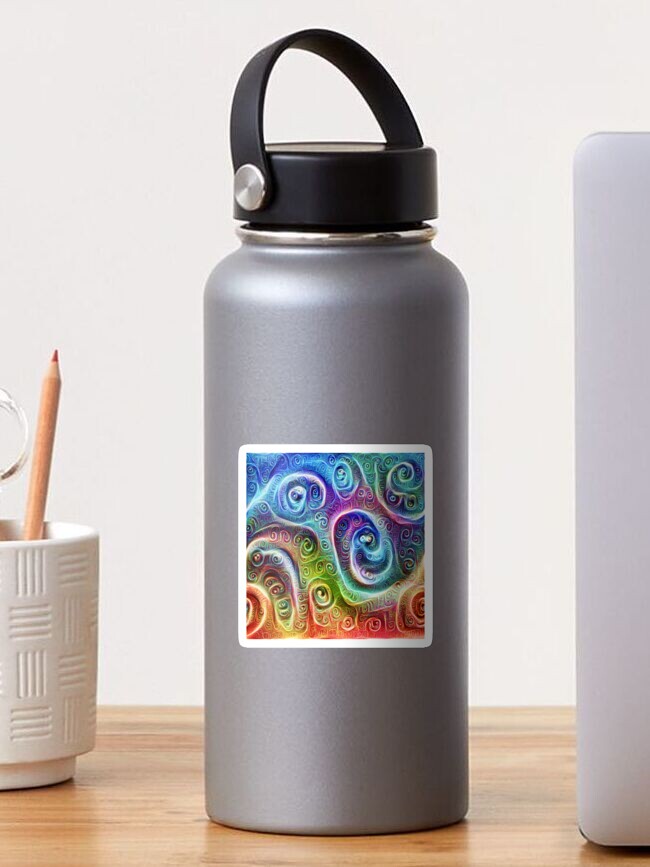 Thumbnail 1 of 3, Sticker, DeepDream Tomato Steelblue 5x5K v9 designed and sold by blackhalt.