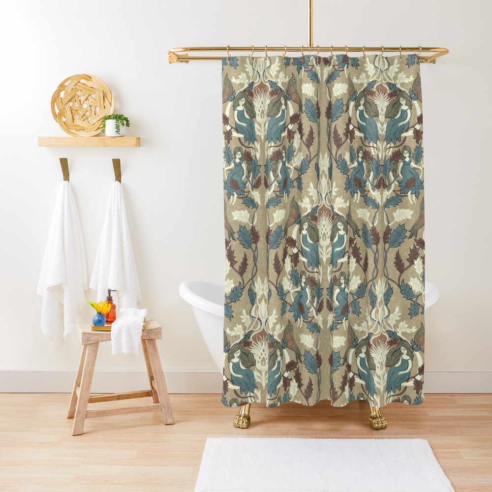 Art Nouveau Shower Curtain By Gaiamarfurt Redbubble   Ur,shower Curtain Closed Context,square,1000x1000.1 