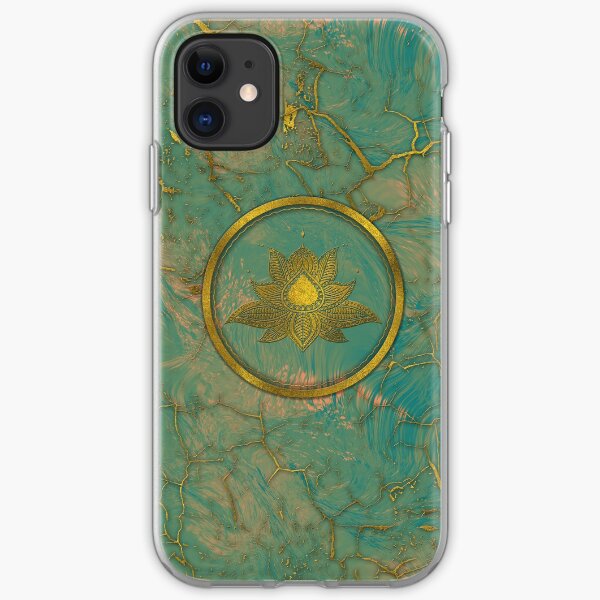 Elegant Gold Lotus flower on marble iPhone Soft Case