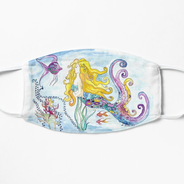 Blonde mermaid mermaid enchants fish - Klimt inspired Flat Mask