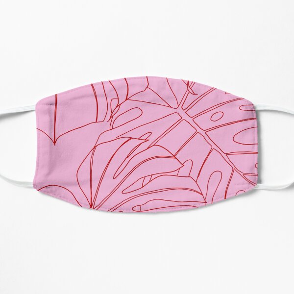 monstera leaves // pink and red Mask