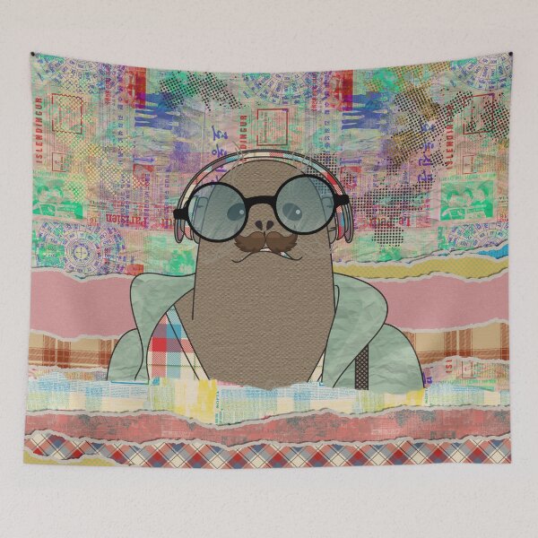 Item preview, Hipster Seal  mixed media digital art collage  designed and sold by k9printart.