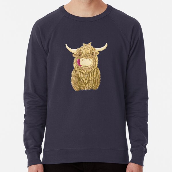 Cartoon Scottish Highland Cow Lightweight Sweatshirt