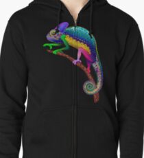 Chameleon Fantasy Rainbow Colors Zipped Hoodie