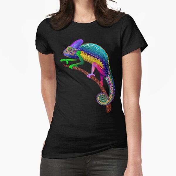 Chameleon Fantasy Rainbow Colors Fitted T-Shirt