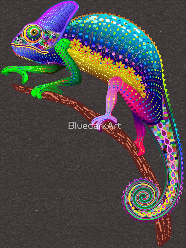 Thumbnail 3 of 3, Relaxed Fit T-Shirt, Chameleon Fantasy Rainbow Colors designed and sold by BluedarkArt.