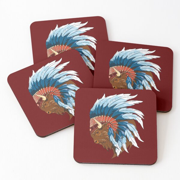 Item preview, Buffalo head with indian headdress designed and sold by TMBTM.