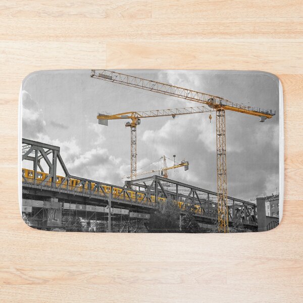 Item preview, crane construction technology work industrial building black white designed and sold by MarketVisionAV.