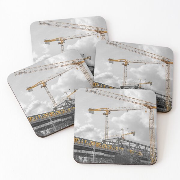 Item preview, crane construction technology work industrial building black white designed and sold by MarketVisionAV.