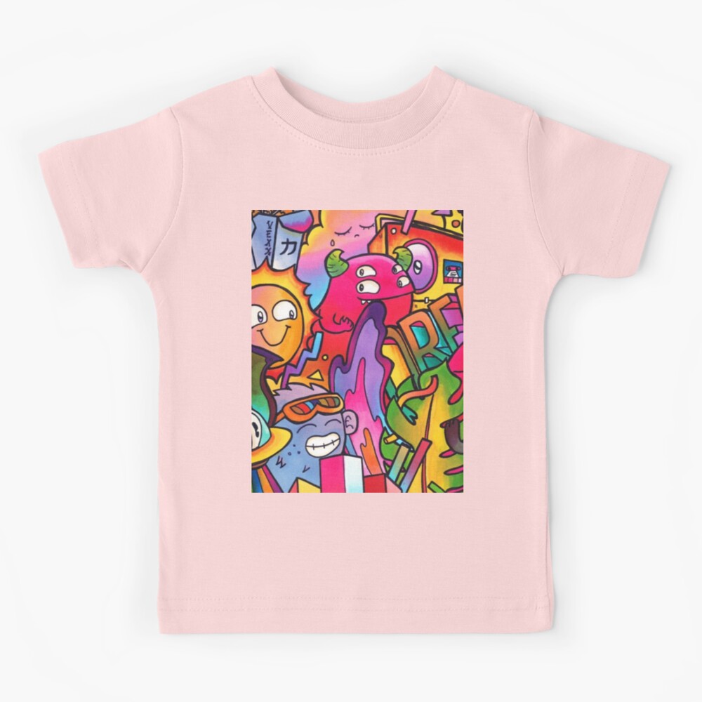 COVERNATのCool Cotton Doodle Tropical Graphic T-Shirt 全3色 ra,kids_tee,x1250,FCD9D9: