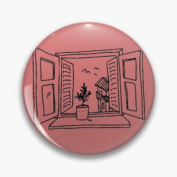 Item preview, Mediterranean window with minimal mauve olive trees designed and sold by mintwolke.