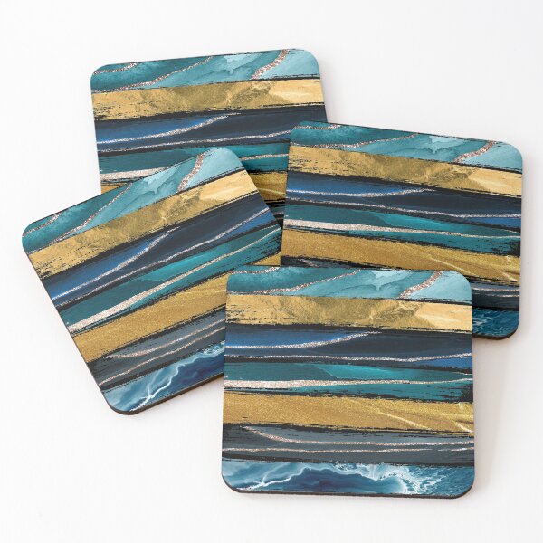 Item preview, Abstract Teal and Gold Brushstroke designed and sold by KA DESIGNS.