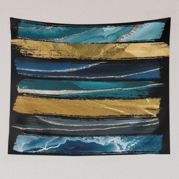 Item preview, Abstract Teal and Gold Brushstroke designed and sold by KA DESIGNS.