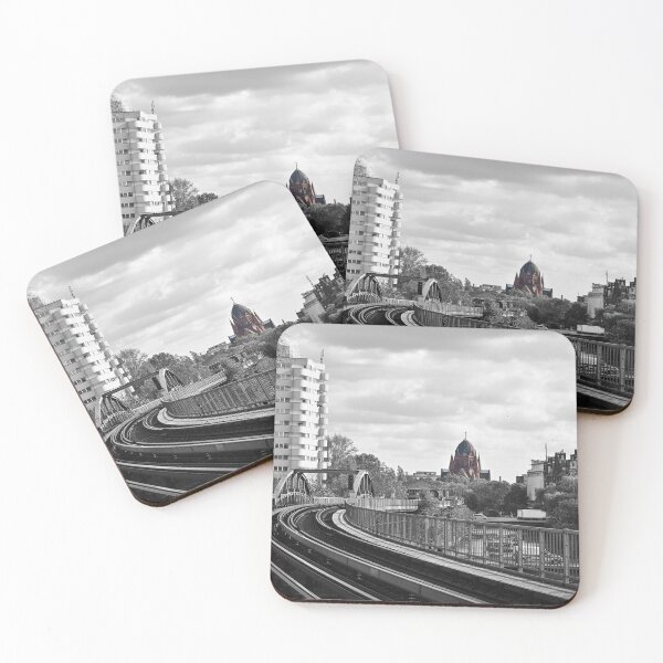 Item preview, Berlin train track,bridge and church Black white train track designed and sold by MarketVisionAV.