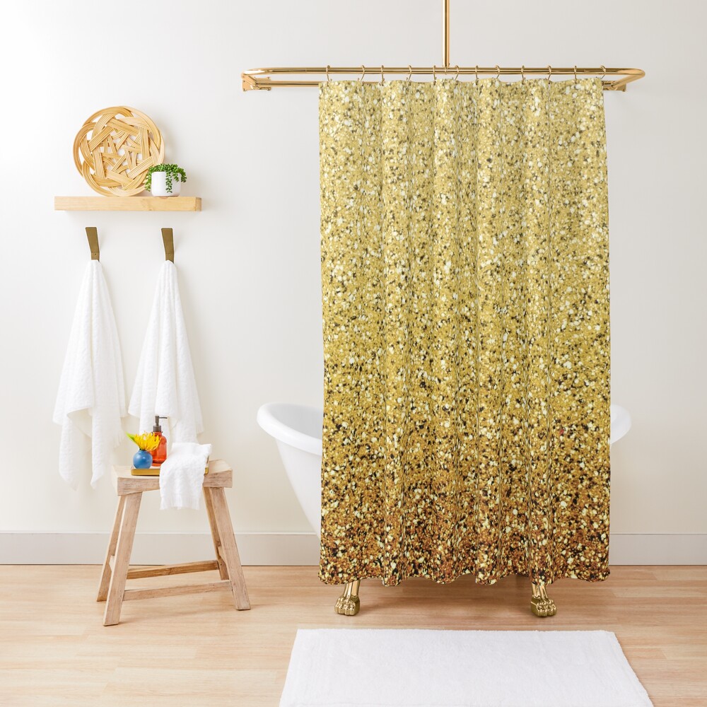 "Gold Ombré Glitter" Shower Curtain by speckled Redbubble