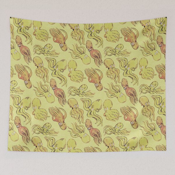 Item preview, octopus pattern - yellow designed and sold by KarolinaSt.