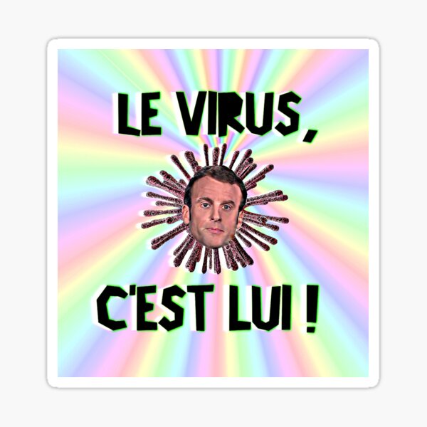 Masque de protection coronavirus, COVID-19, virus MACRON, président de la France Sticker