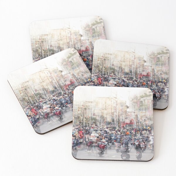 Item preview, Saigon, abstract city life and traffic concept -   crowded streets double exposure  designed and sold by ohaniki.
