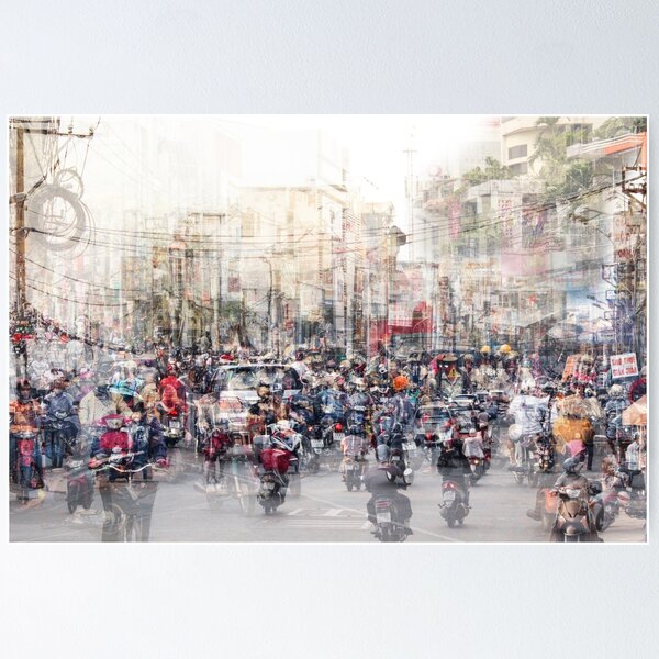 Item preview, Saigon, abstract city life and traffic concept -   crowded streets double exposure  designed and sold by ohaniki.