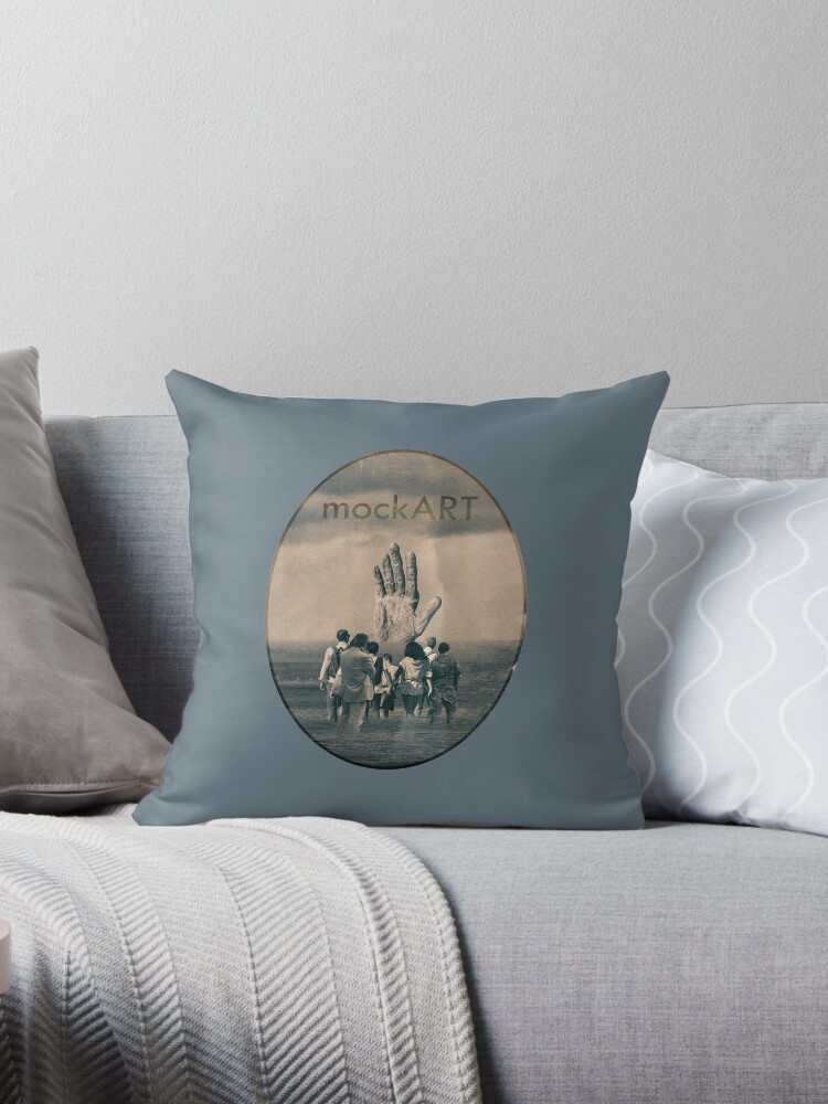 Thumbnail 1 of 3, Throw Pillow, mockART - The Hand in the Water designed and sold by mockART.