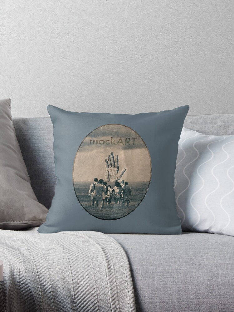 Thumbnail 1 of 4, Pillow, mockART - The Hand in the Water designed and sold by mockART.