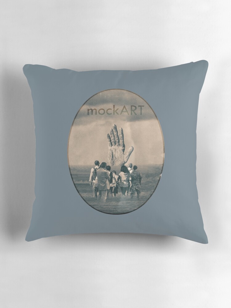 Thumbnail 3 of 4, Pillow, mockART - The Hand in the Water designed and sold by mockART.