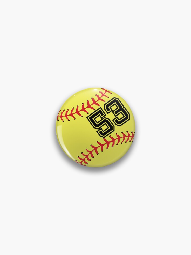 Softball Player Gifts Jersey No 53 Back Number 53 Ball Sport Sticker Gift Pin By Theshirtinator Redbubble